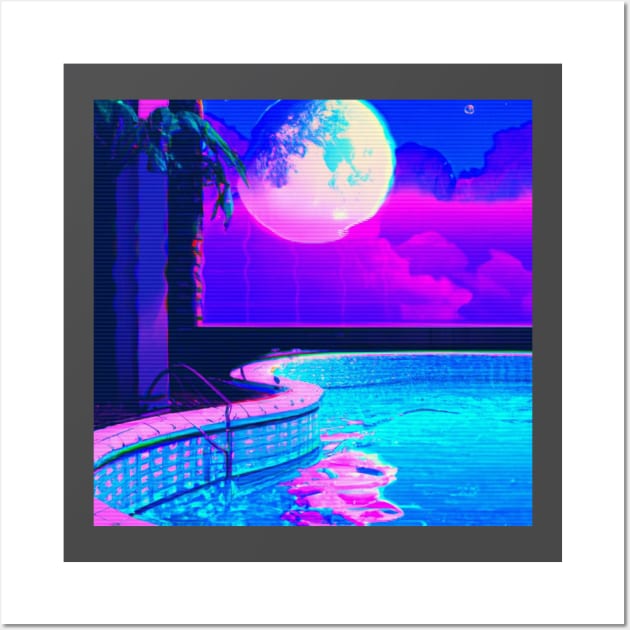 V a p o r  p o o l Wall Art by lofi_retrowave